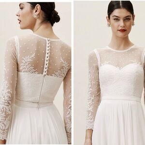 Anthropologie BHLDN Catherine Deane Leanna Bodysuit Lace Ivory Size 2